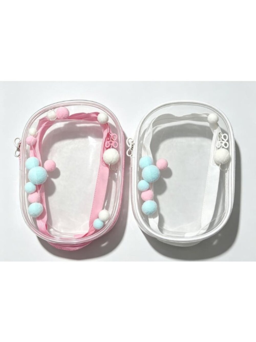 2PCS 18cm PVC Transparent Storage Bag with Keychain Multicolor Cartoon Doll